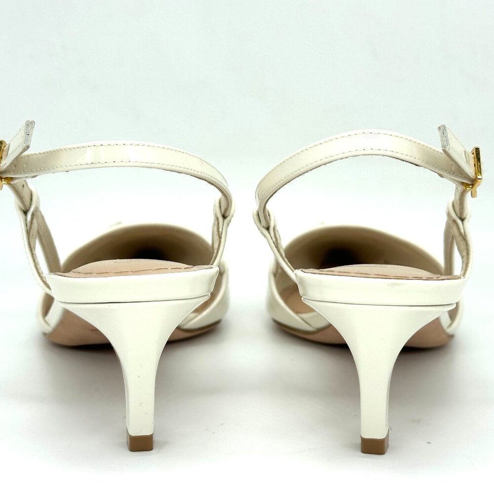 DIOR MY 50 Patent Leather Slingback Sandals Kitten Heels Pumps Shoes Ivory - Picture 13 of 16